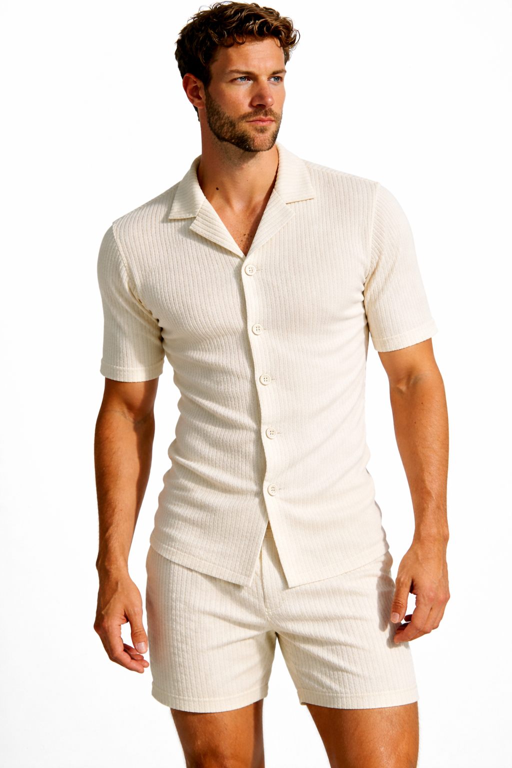 Baruet Men's Linen Shirt & Shorts Set - Breathable Summer 2-Piece Outfit