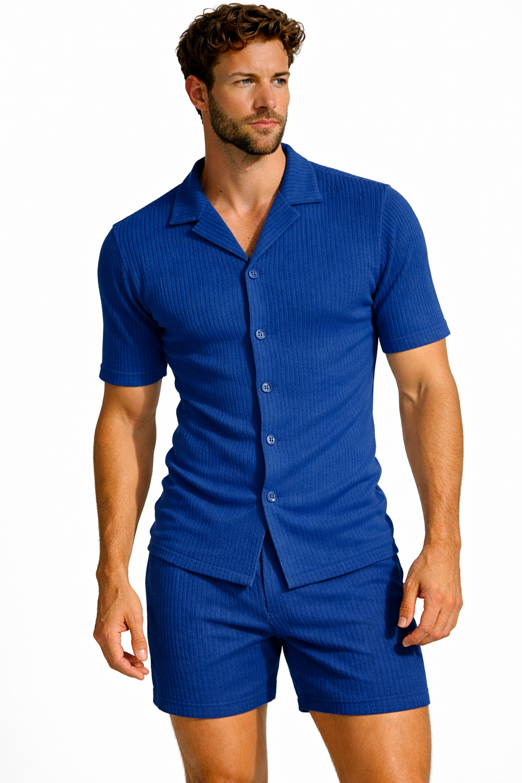 Baruet Men's Linen Shirt & Shorts Set - Breathable Summer 2-Piece Outfit