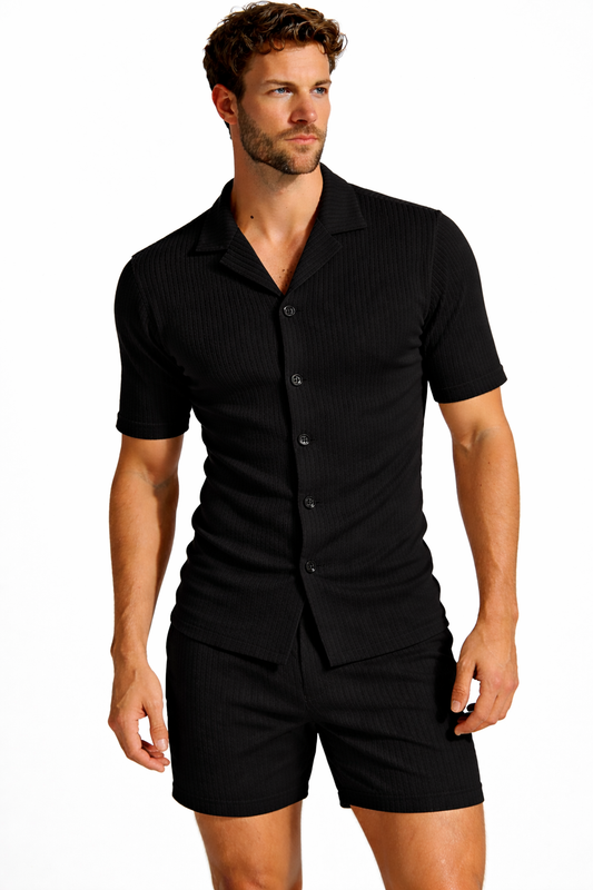 Baruet Men's Linen Shirt & Shorts Set - Breathable Summer 2-Piece Outfit